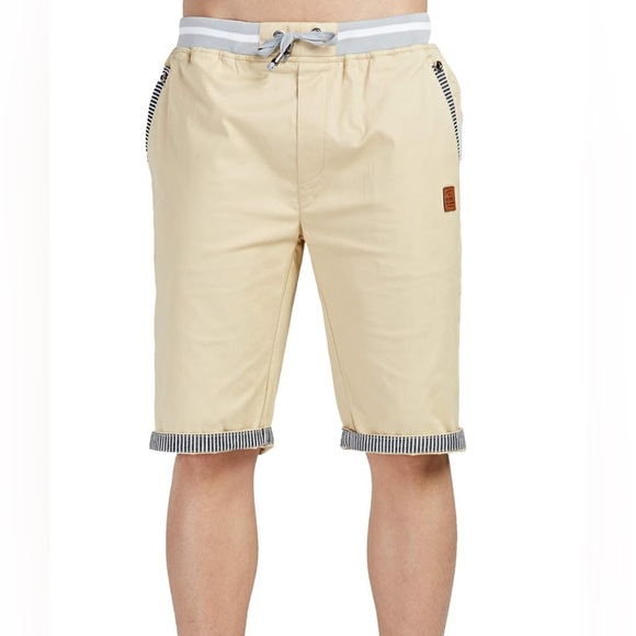 Tansozer Men’s Khaki Casual Shorts With Elastic Waistband And Drawstring New - Picture 2 of 15